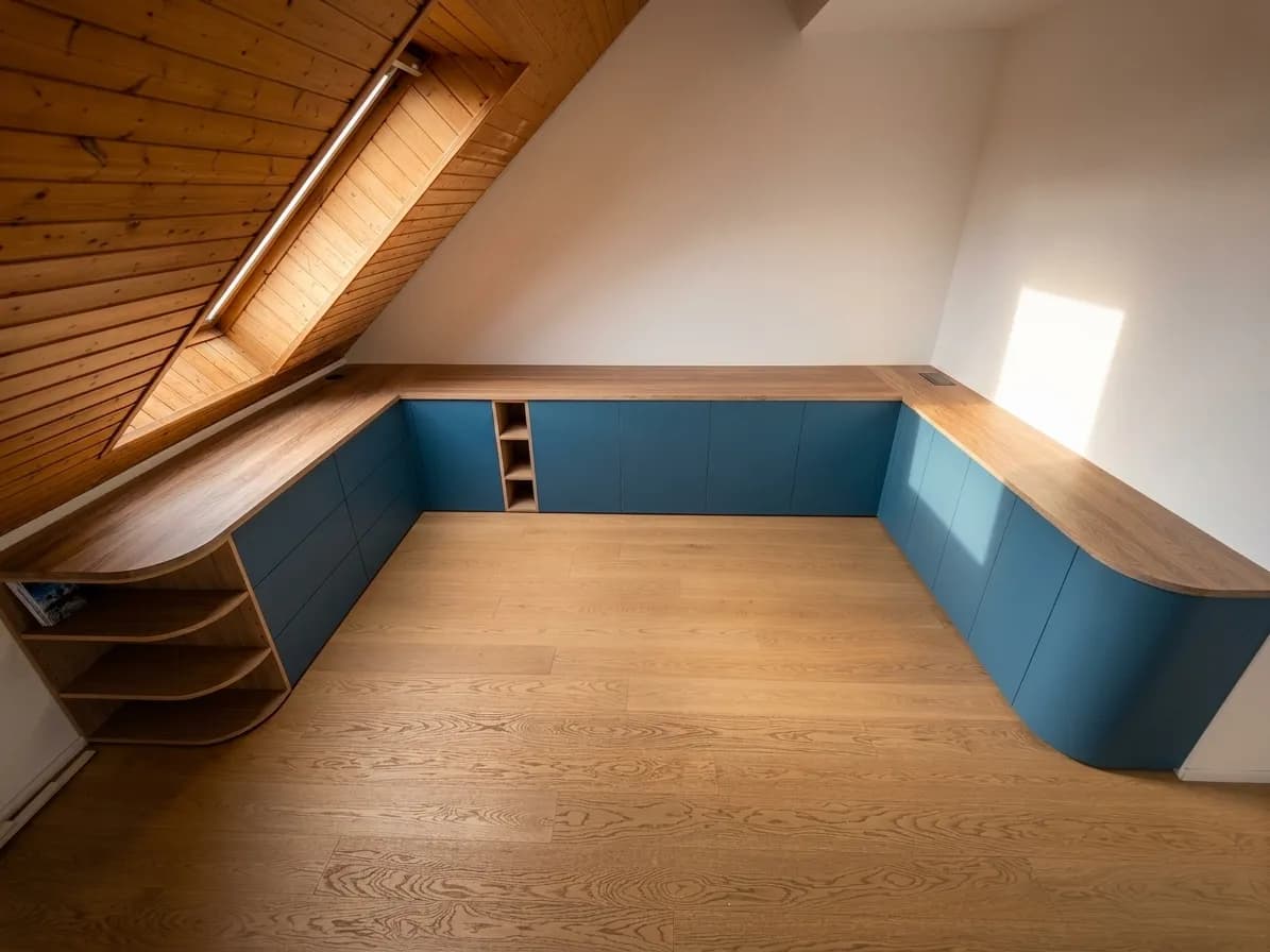 Agencement de bureau, finition cintrée